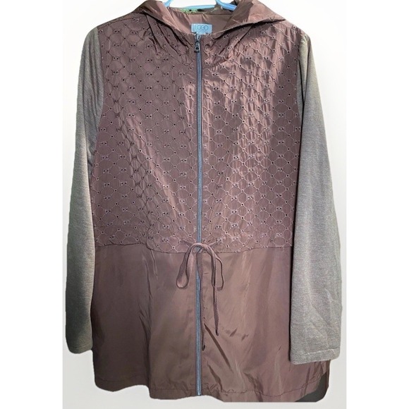 LOGO by Lori Goldstein Jackets & Blazers - LOGO by Lori Goldstein‎ Women L Hooded Jacket Embroidered Zip Rust Windbreaker